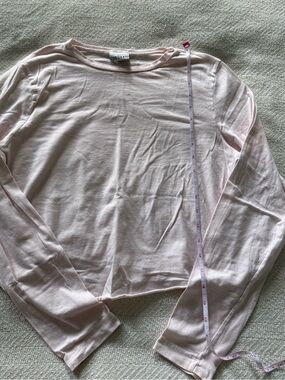 City Lights Cut-off Cropped Cotton Light Pink Long Sleeve Tee